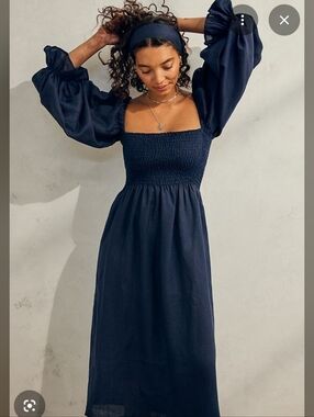 Linen Sleeper Atlanta Pufff Sleeve Dress L